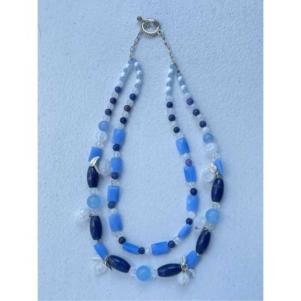 Vintage Layered Glass Crystal Lapiz Lazuli Stone … - image 2