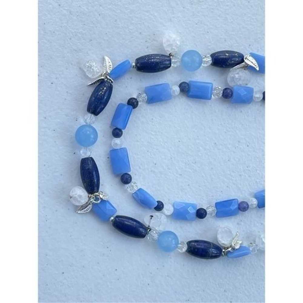 Vintage Layered Glass Crystal Lapiz Lazuli Stone … - image 8