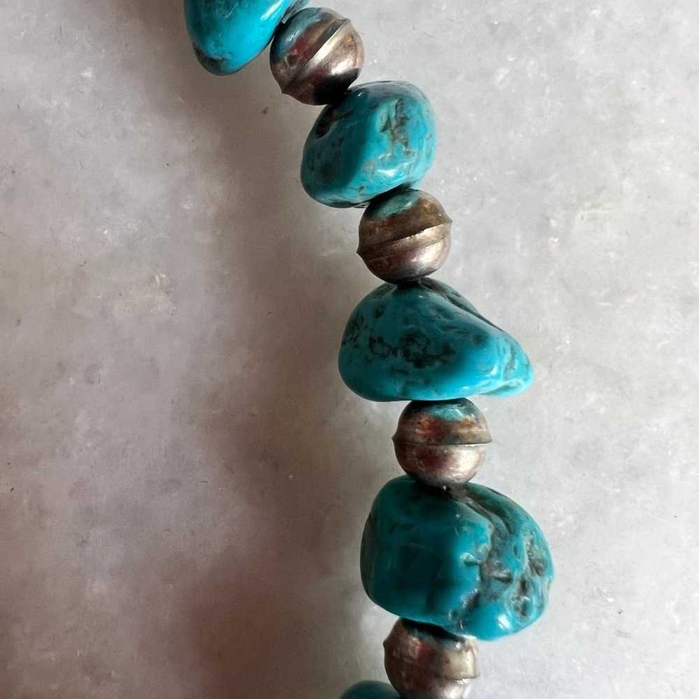 Vintage Turquoise Southwest Nugget Silver Necklace - image 5