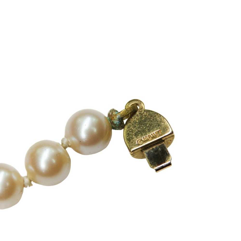 1980s Vintage Monet Pearl Necklace Gold Accents - image 4