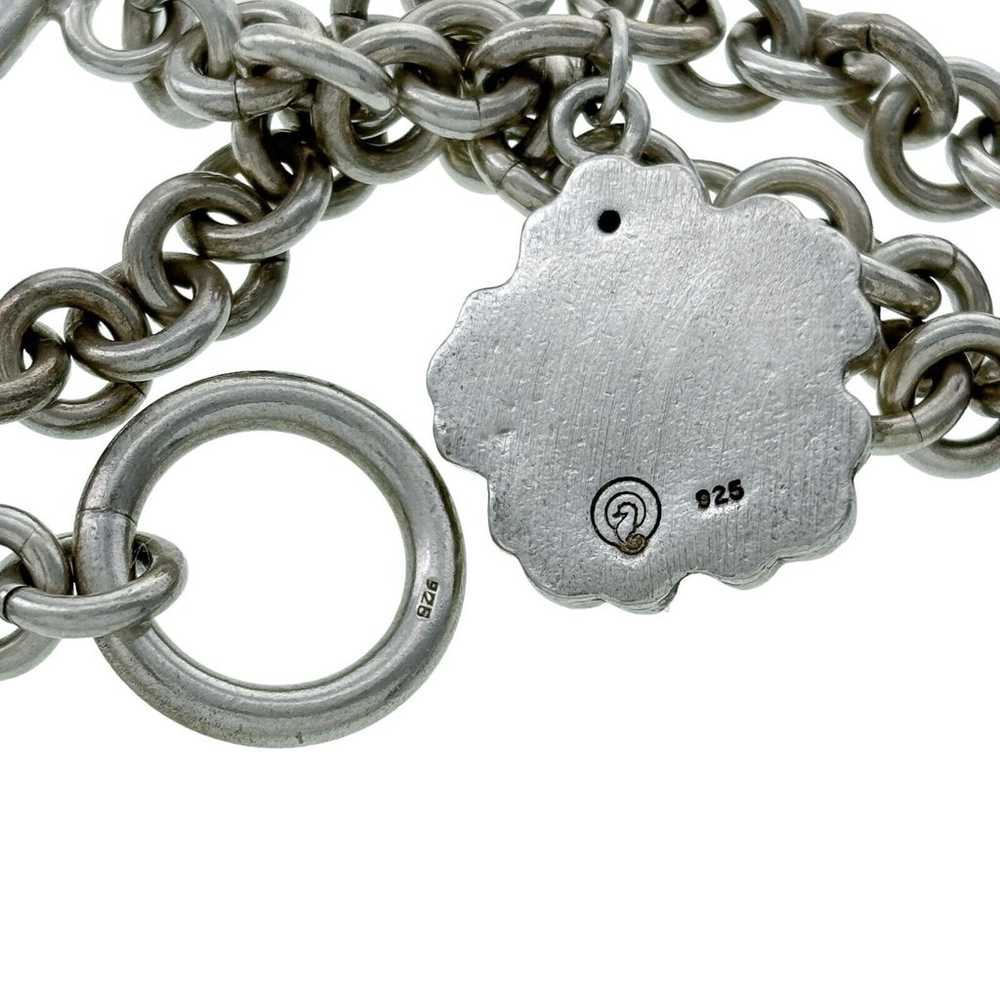 Vintage Sterling Silver 925 Flower Charm Bracelet… - image 2