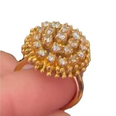 Vintage 14K Gold Plated CZ Cluster Dome Ring - image 1