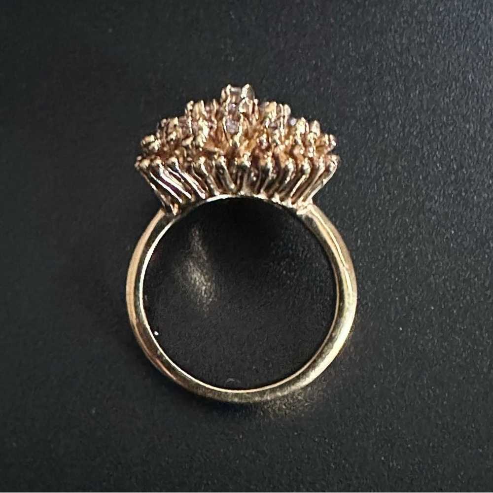 Vintage 14K Gold Plated CZ Cluster Dome Ring - image 3