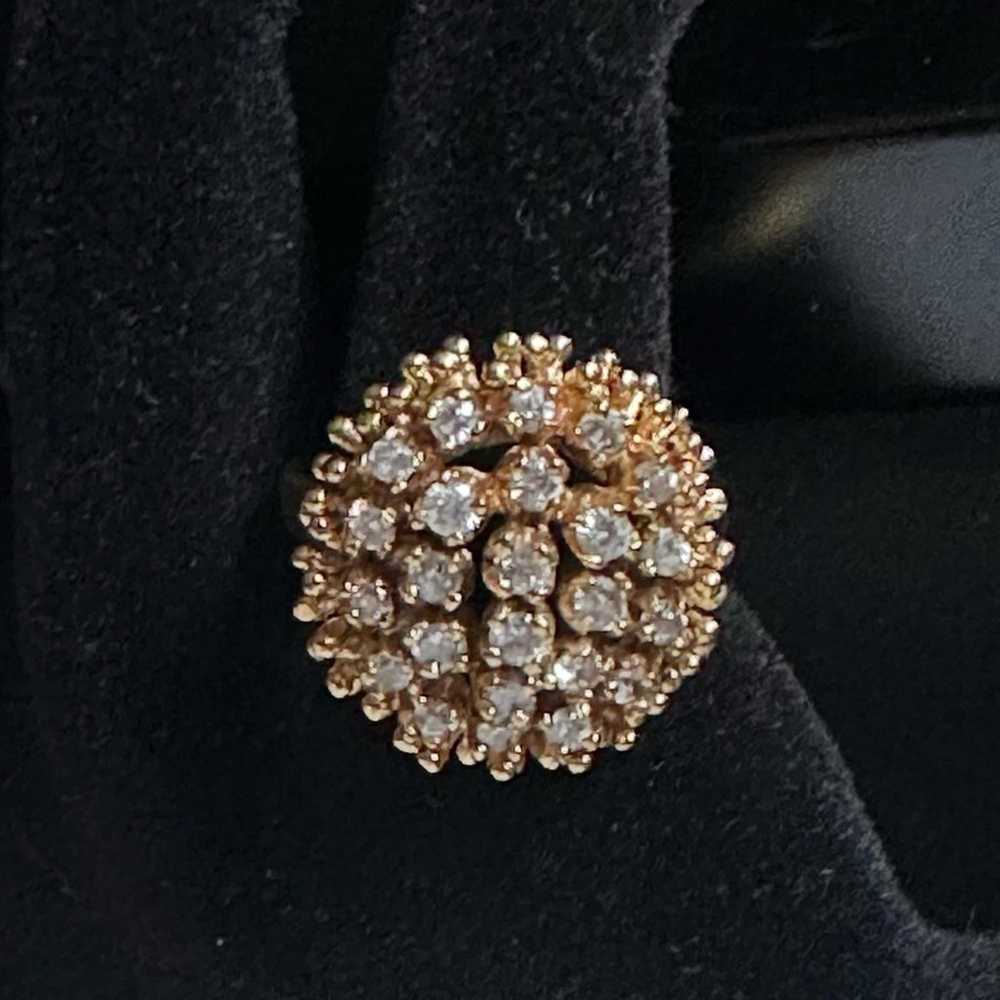 Vintage 14K Gold Plated CZ Cluster Dome Ring - image 4