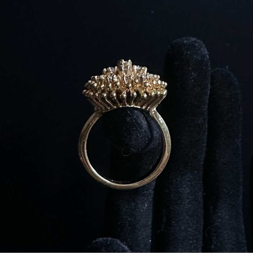 Vintage 14K Gold Plated CZ Cluster Dome Ring - image 5