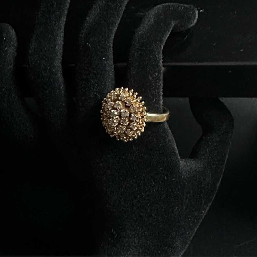 Vintage 14K Gold Plated CZ Cluster Dome Ring - image 7