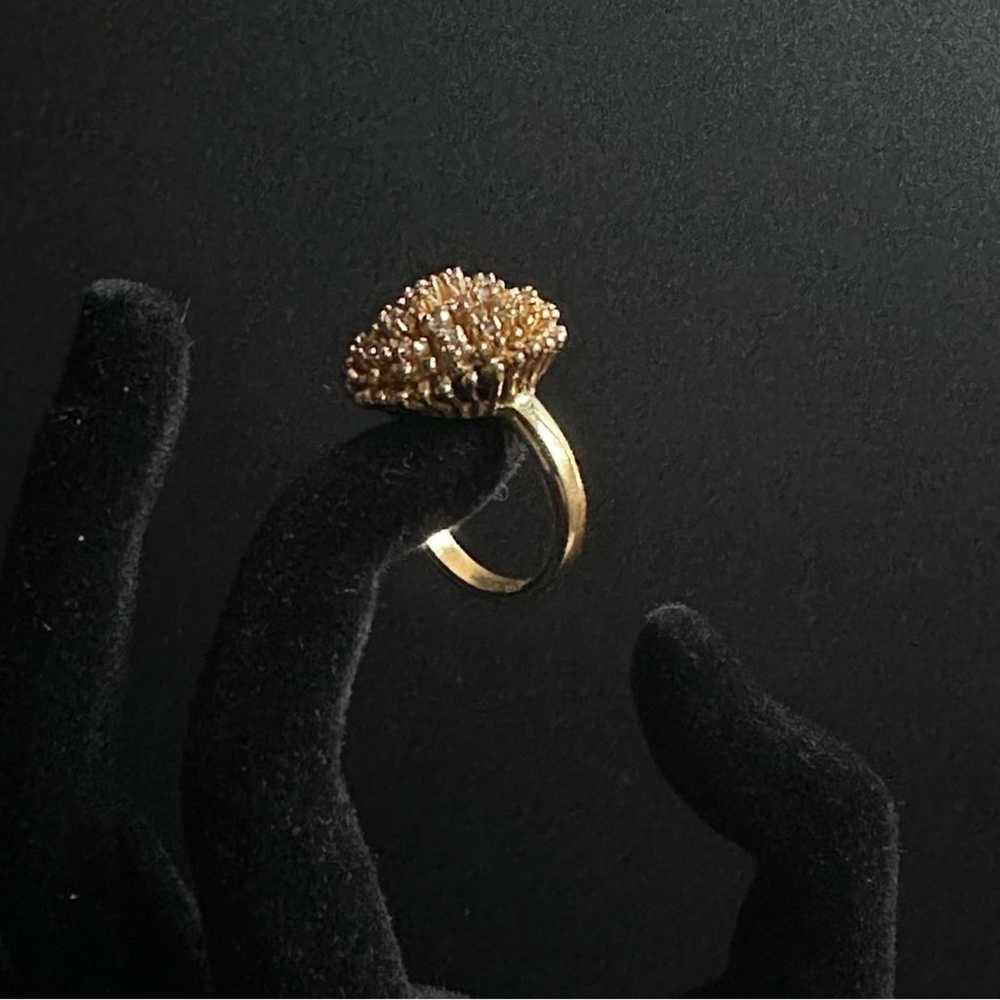 Vintage 14K Gold Plated CZ Cluster Dome Ring - image 8