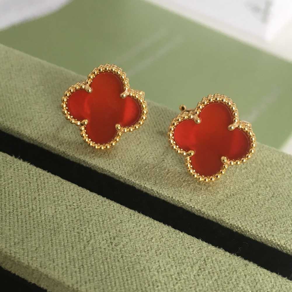 Earrings K18 Yellow Gold Carnelian - image 3