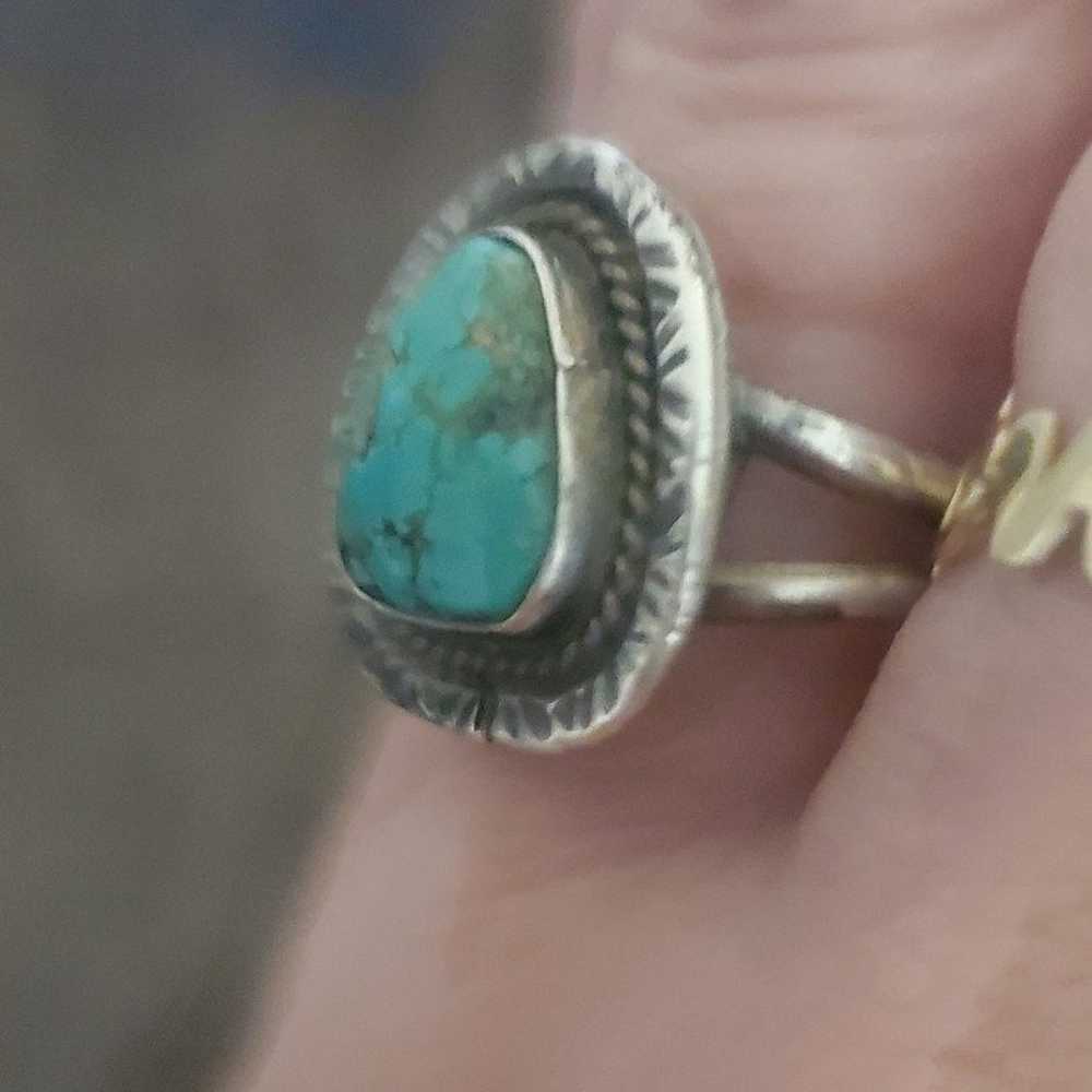 Beautiful signed sterling silver Turquoise native… - image 3