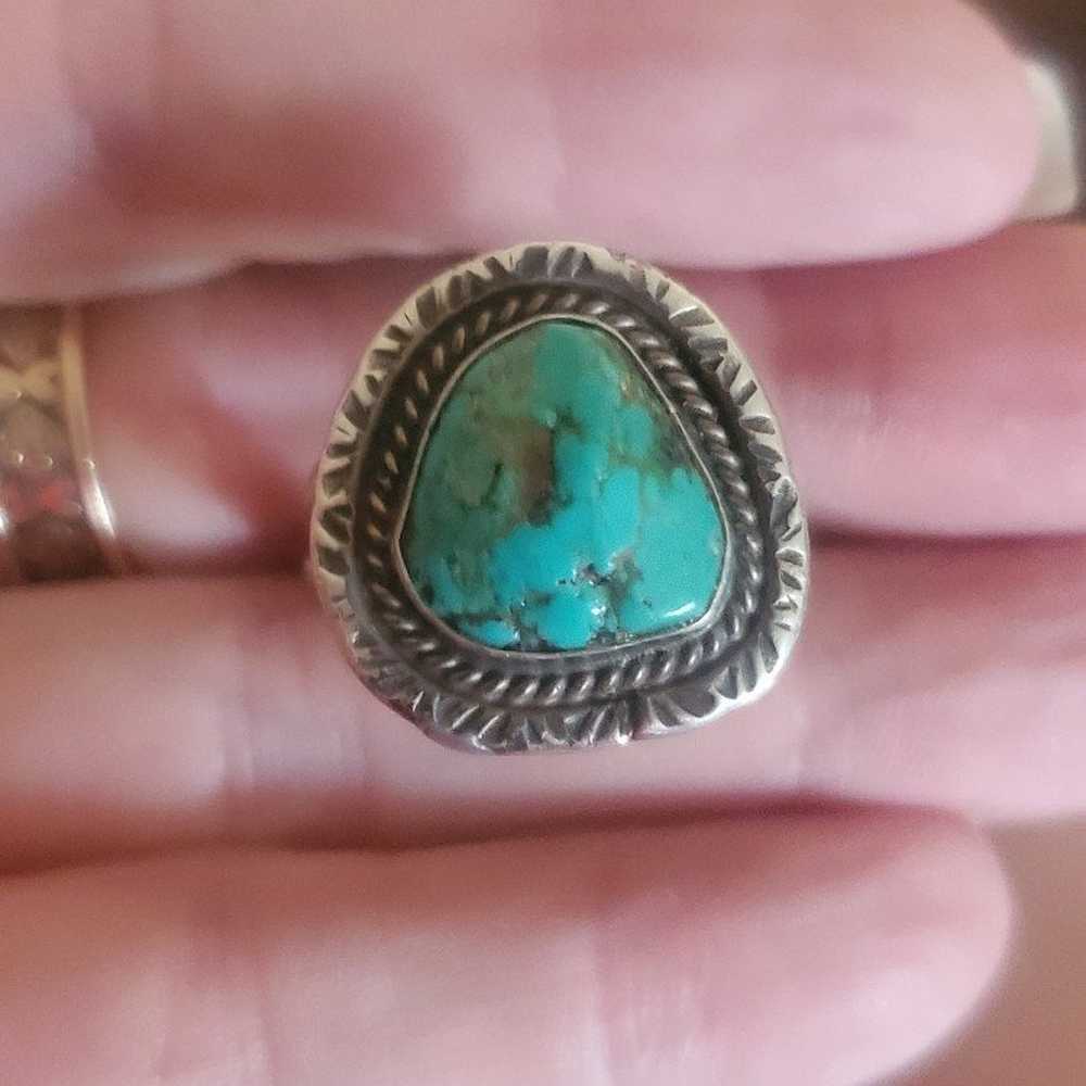 Beautiful signed sterling silver Turquoise native… - image 6