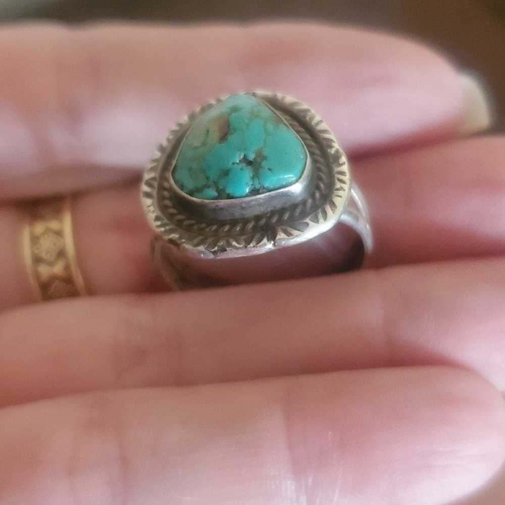 Beautiful signed sterling silver Turquoise native… - image 7