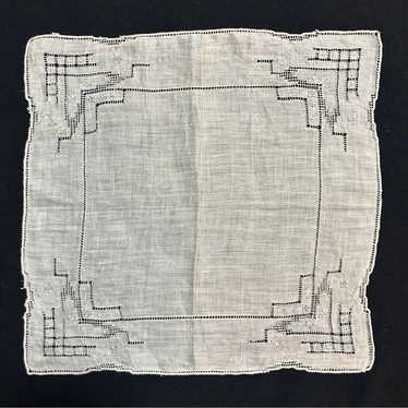 1900s French antique handkerchief with white embro