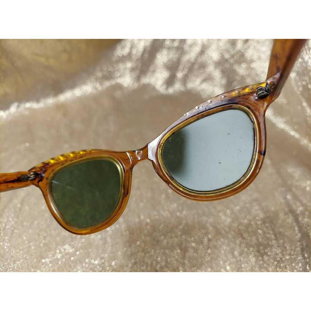 Vintage 1950s Sunglasses Cat Eye Tortoise Shell G… - image 12