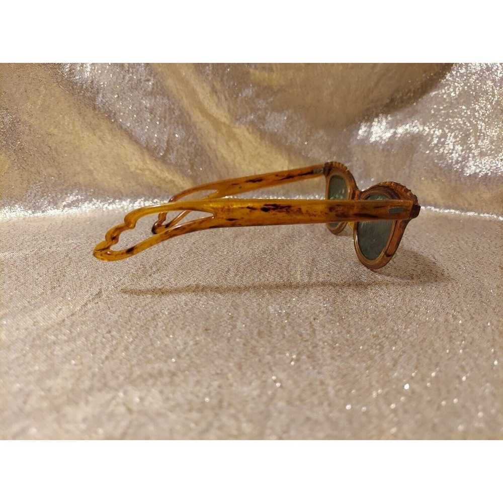 Vintage 1950s Sunglasses Cat Eye Tortoise Shell G… - image 6