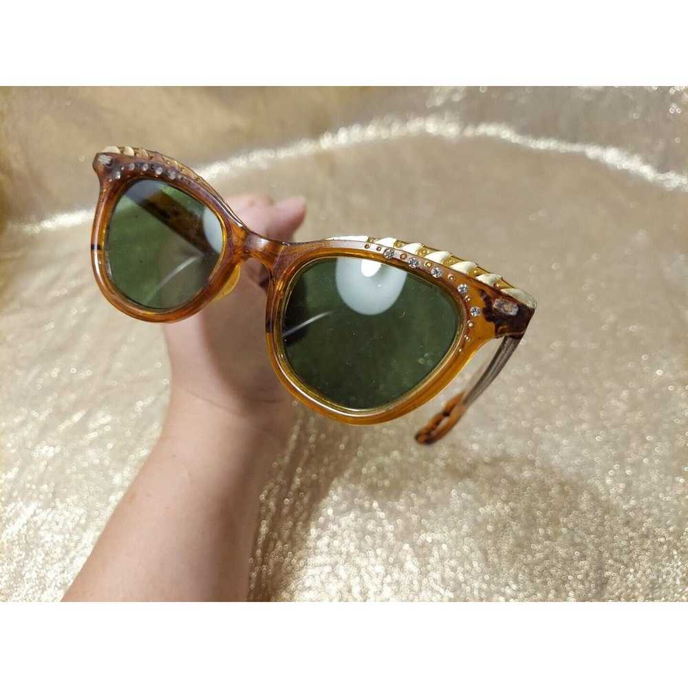 Vintage 1950s Sunglasses Cat Eye Tortoise Shell G… - image 8