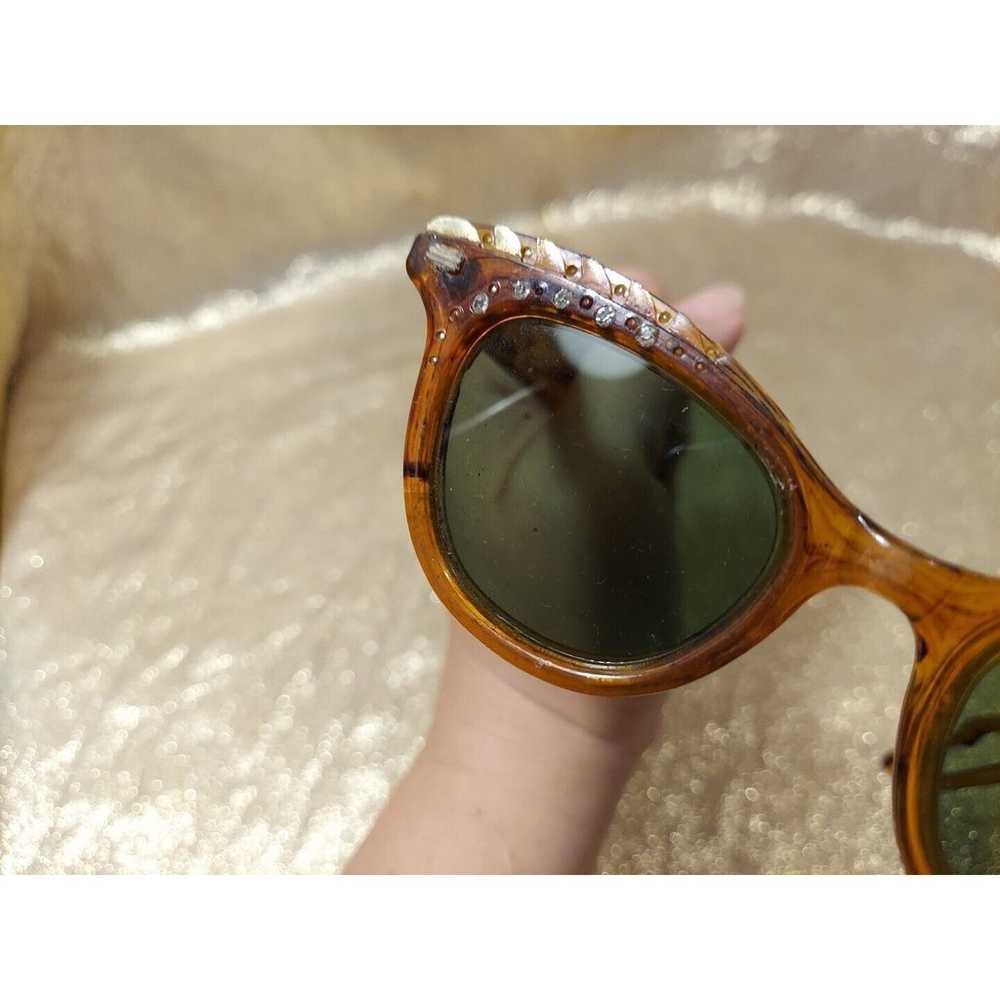 Vintage 1950s Sunglasses Cat Eye Tortoise Shell G… - image 9