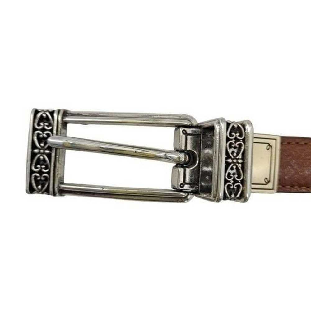 80's Brighton Belt Leather Reversible Skinny Brow… - image 3