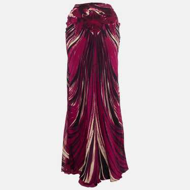 Roberto Cavalli Pink Multicolor Silk Maxi Skirt L… - image 1