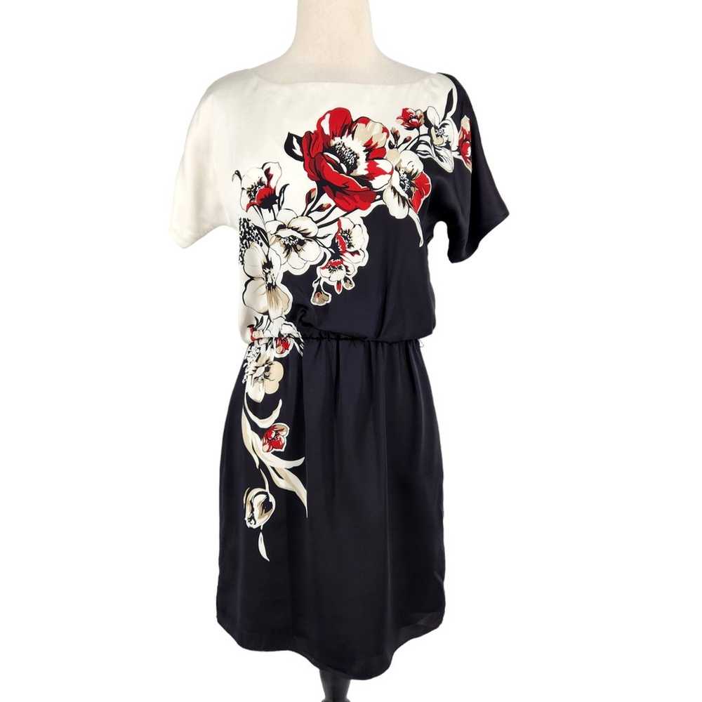 White House Black Market Silk Floral Color Block … - image 1