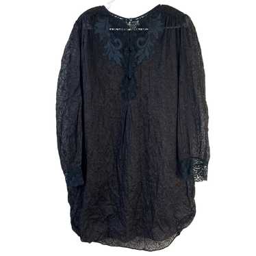 Natori Women's Size Small Vintage Black Lace Long… - image 1