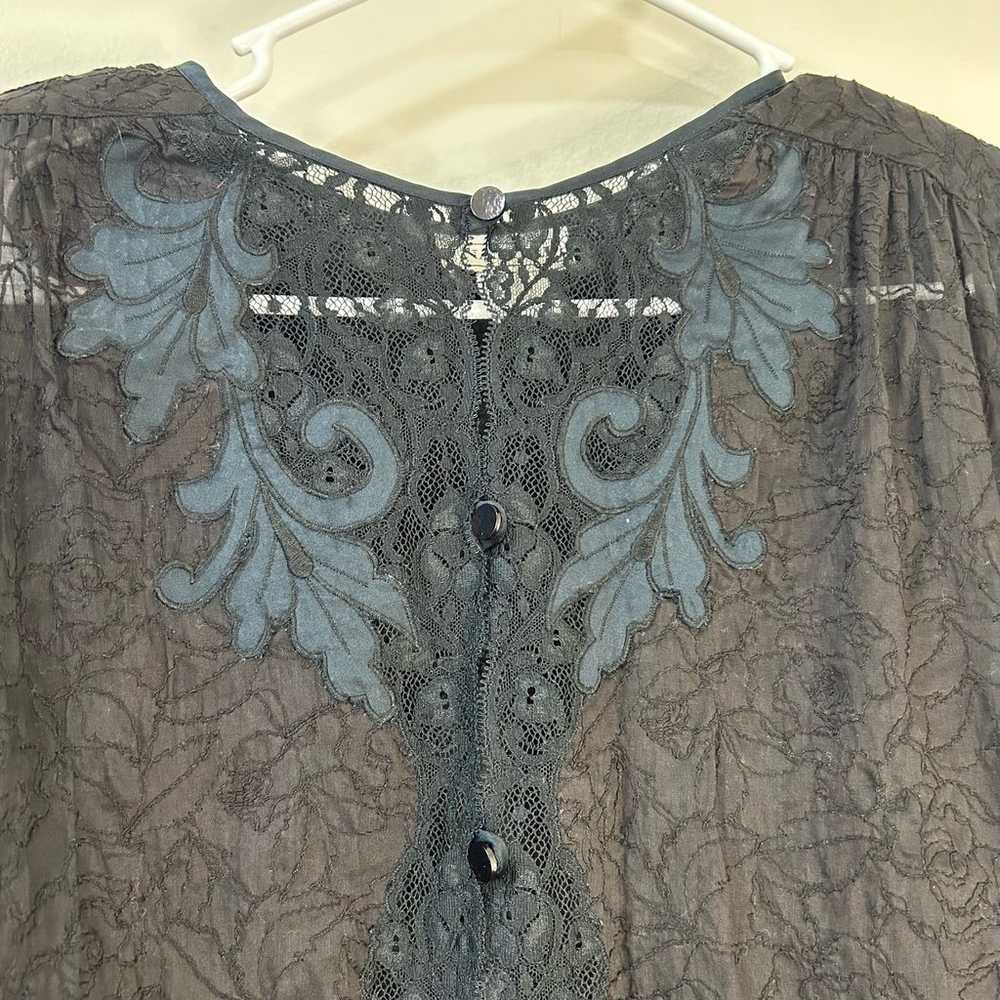 Natori Women's Size Small Vintage Black Lace Long… - image 3