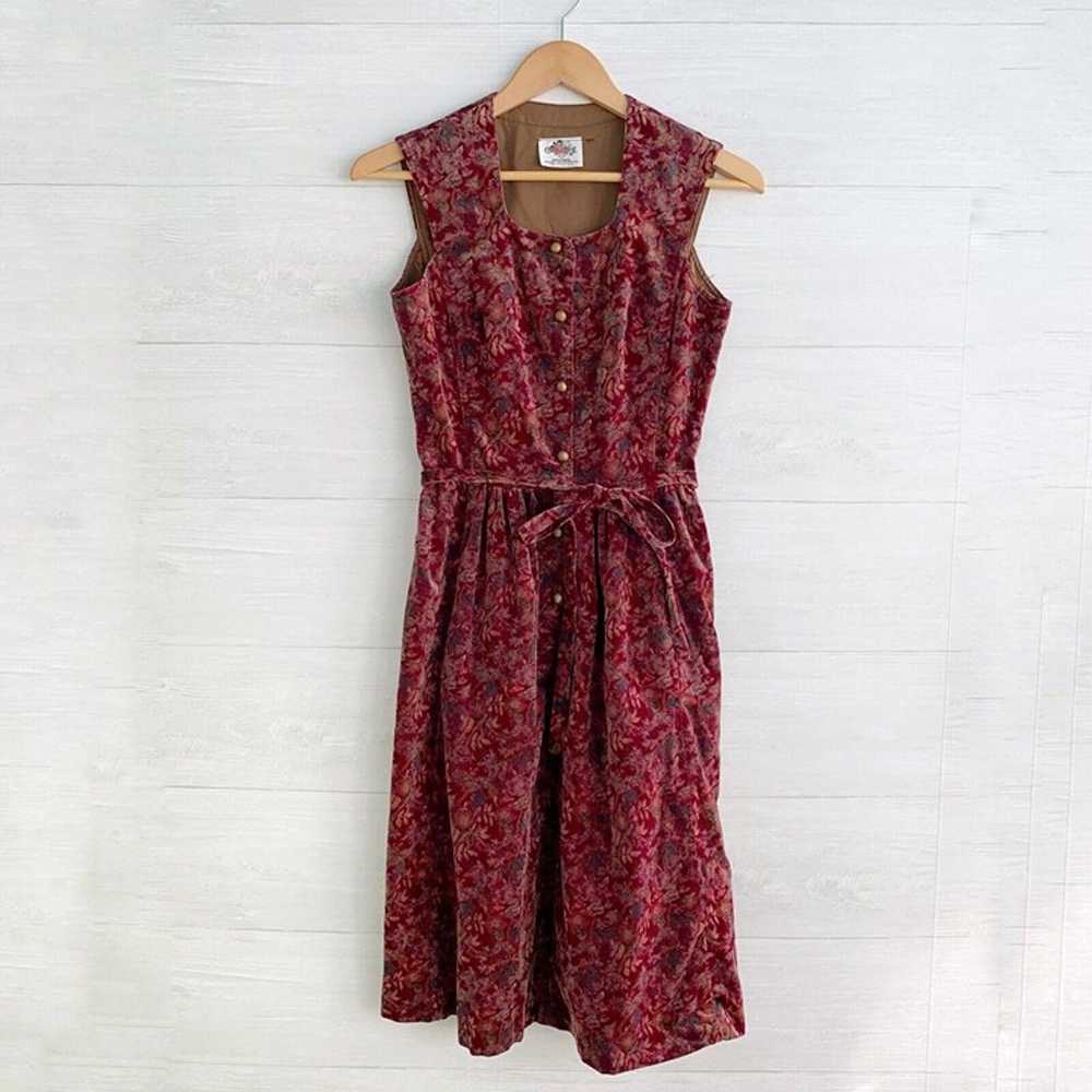 Vintage Lanz Originals - Burgundy floral velvet s… - image 1