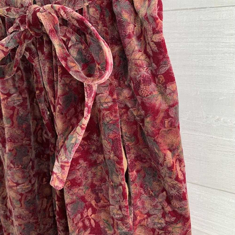 Vintage Lanz Originals - Burgundy floral velvet s… - image 3