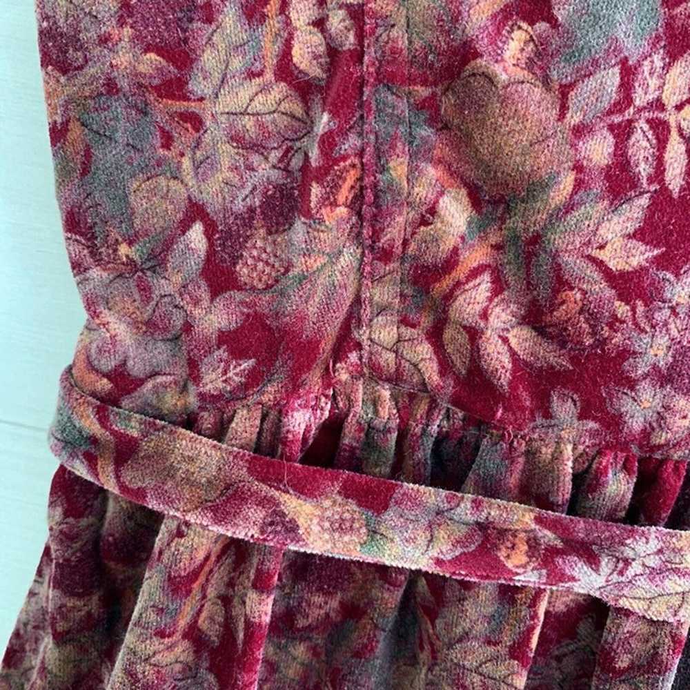 Vintage Lanz Originals - Burgundy floral velvet s… - image 4