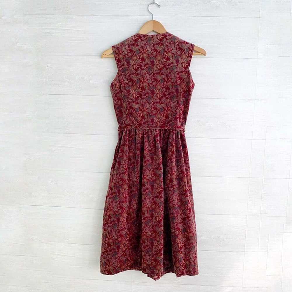 Vintage Lanz Originals - Burgundy floral velvet s… - image 5