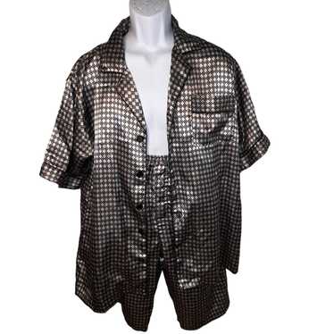 Robert Louis Luxury Men's Size XL Pajama Set 75% Silk Black online & Grey Short Sleeve