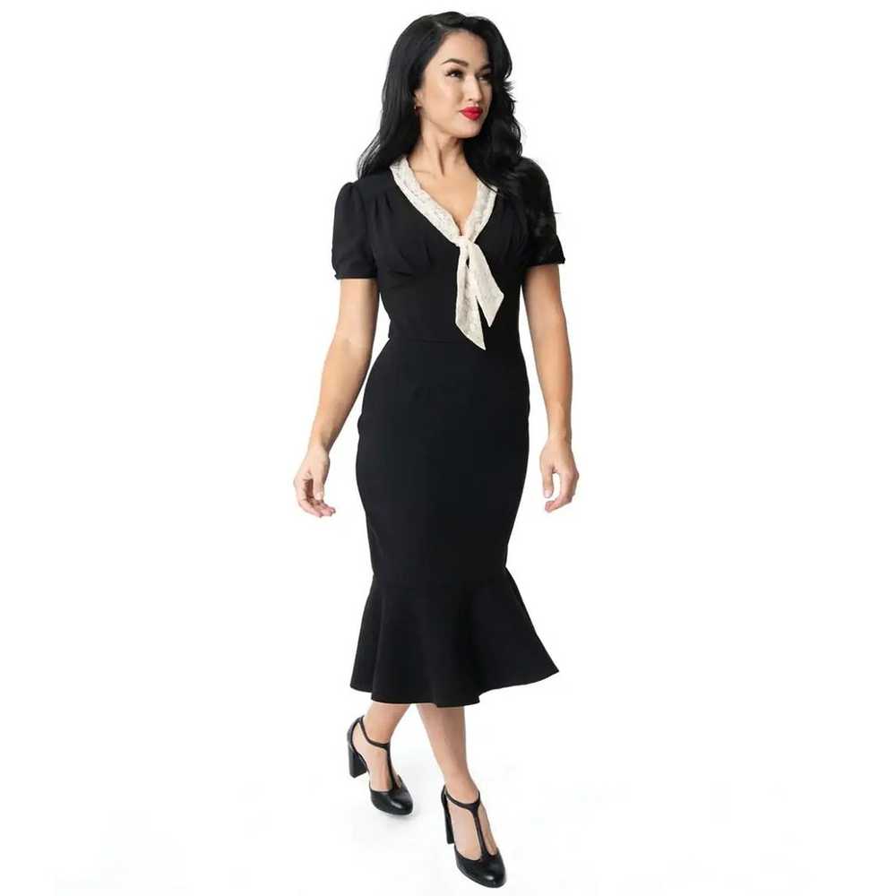 Unique Vintage Holloway Wiggle Bodycon Dress M Bl… - image 1