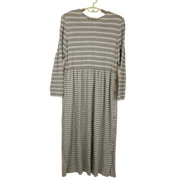 Talbots Womens Dress L Gray Striped Knit Maxi Lon… - image 1