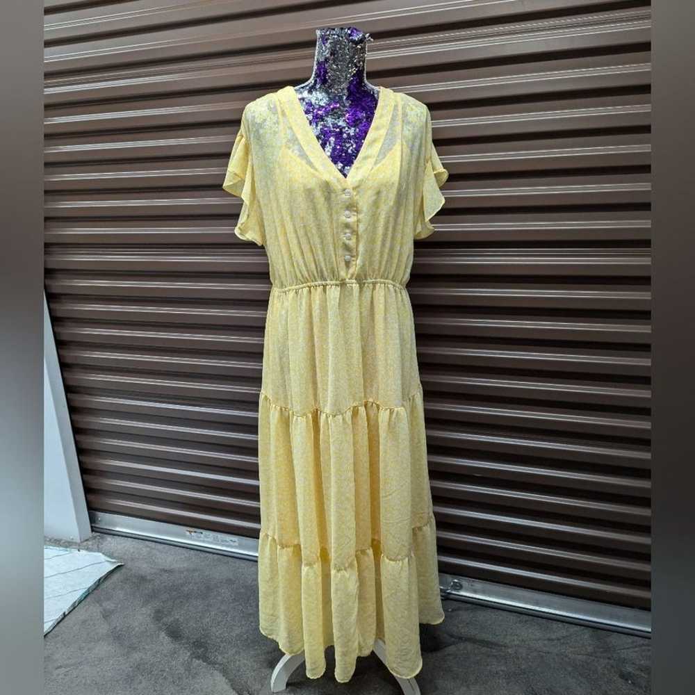 Ava & Viv 0x Yellow and White Whimsical Maxi Dress - image 1