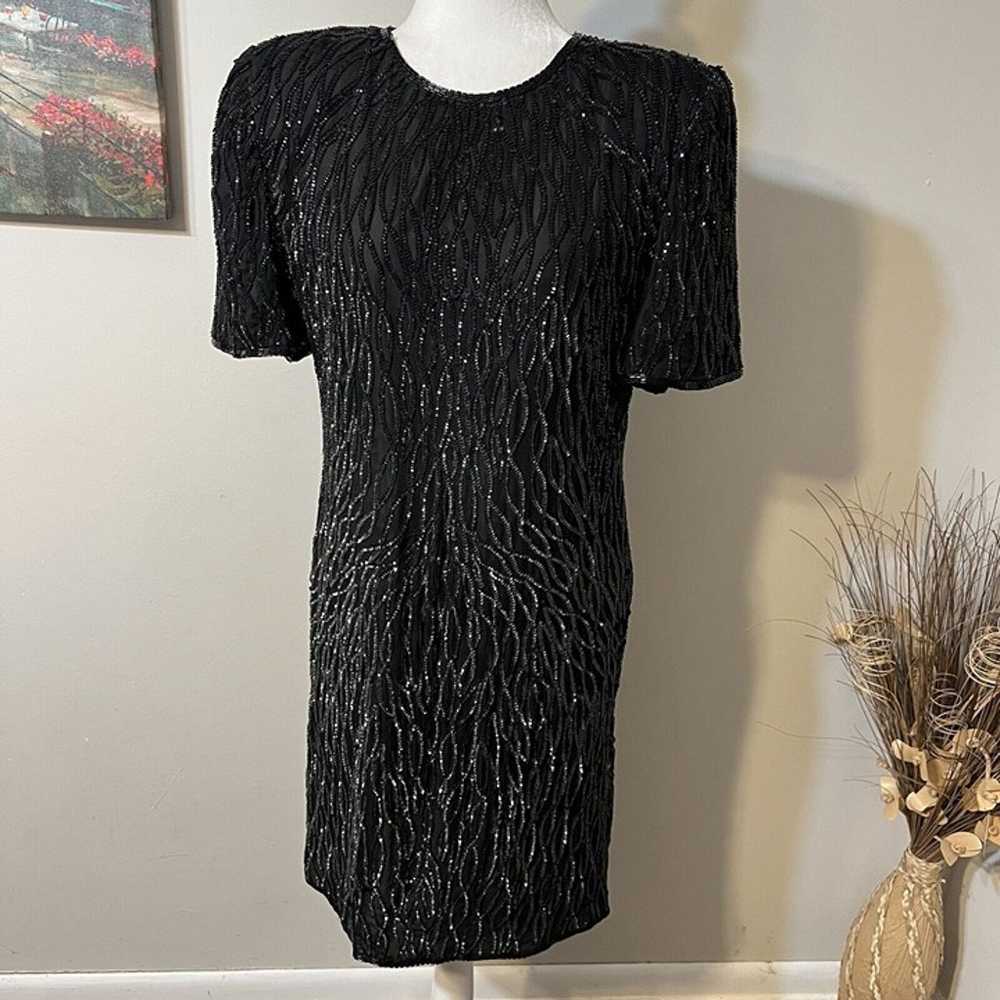 Vintage Lawrence Kazar Formal Dress Women Black 1… - image 1