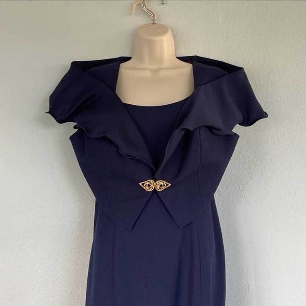 Vintage Alex Evenings navy blue formal dress shru… - image 5