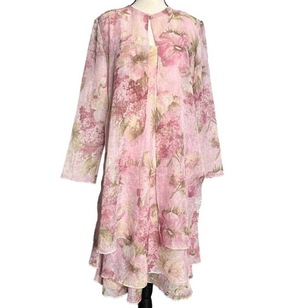 Jessica Howard Dress & Blazer 12 Floral Chiffon V… - image 1