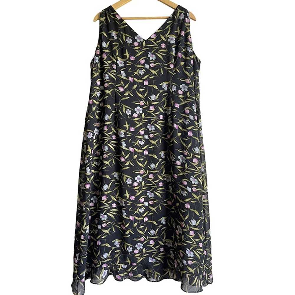 Vintage Mary McFadden Size 20W Black Floral 1990s… - image 2