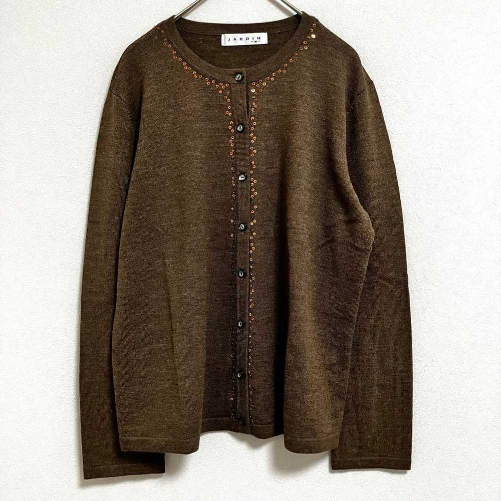 Brand new JARDIN knit cardigan [M] Brown half-sle… - image 2