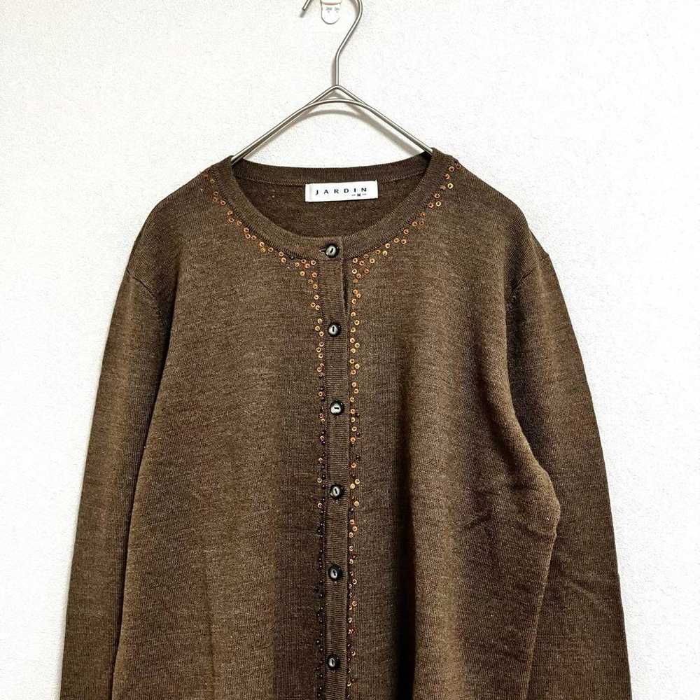 Brand new JARDIN knit cardigan [M] Brown half-sle… - image 3