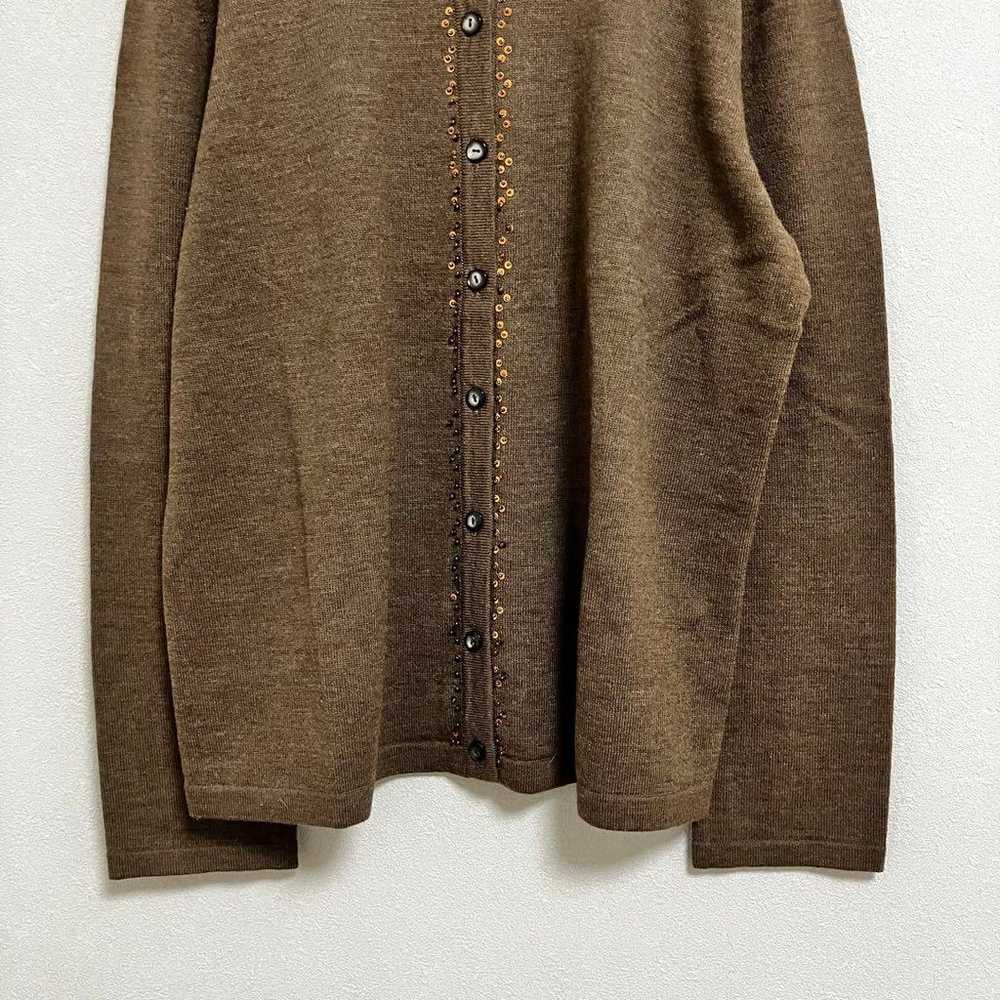 Brand new JARDIN knit cardigan [M] Brown half-sle… - image 4