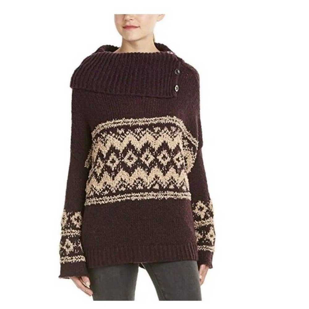 Free People Fair Isle Women's Split Neck Wool Ble… - image 1