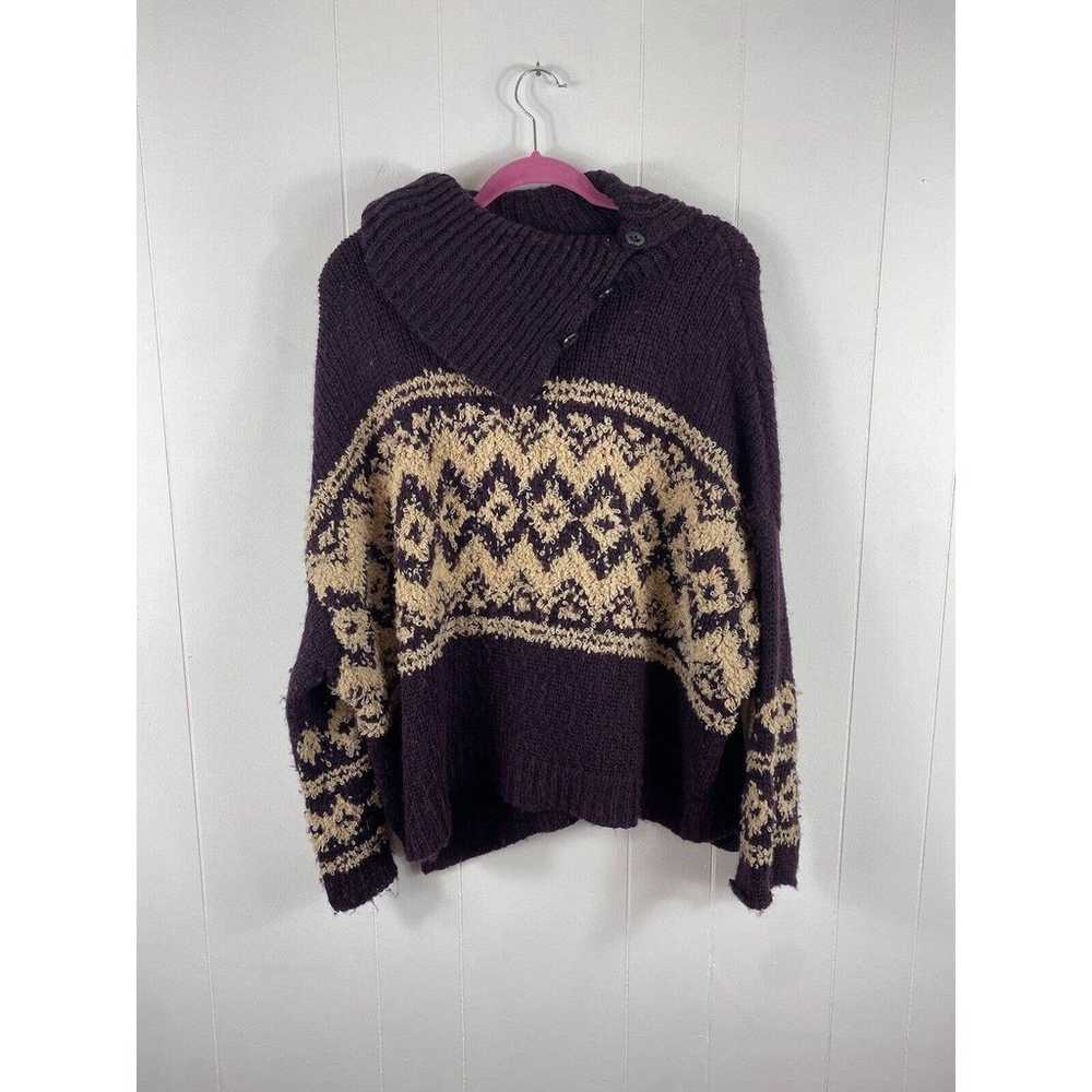 Free People Fair Isle Women's Split Neck Wool Ble… - image 2