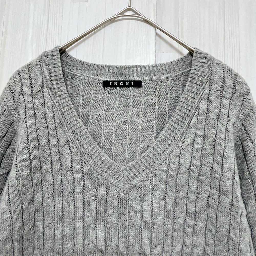 Ing V-neck wide rib knit, gray, M. - image 3