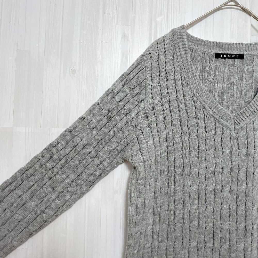 Ing V-neck wide rib knit, gray, M. - image 4