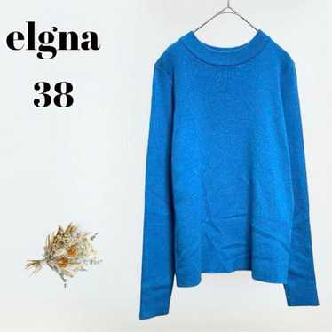 Vibrant blue knit U-neck sweater in rib material,… - image 1