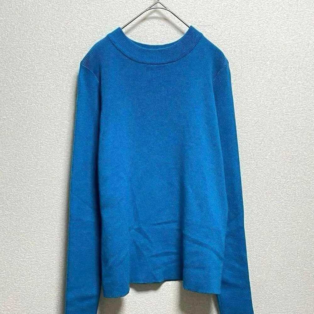 Vibrant blue knit U-neck sweater in rib material,… - image 2