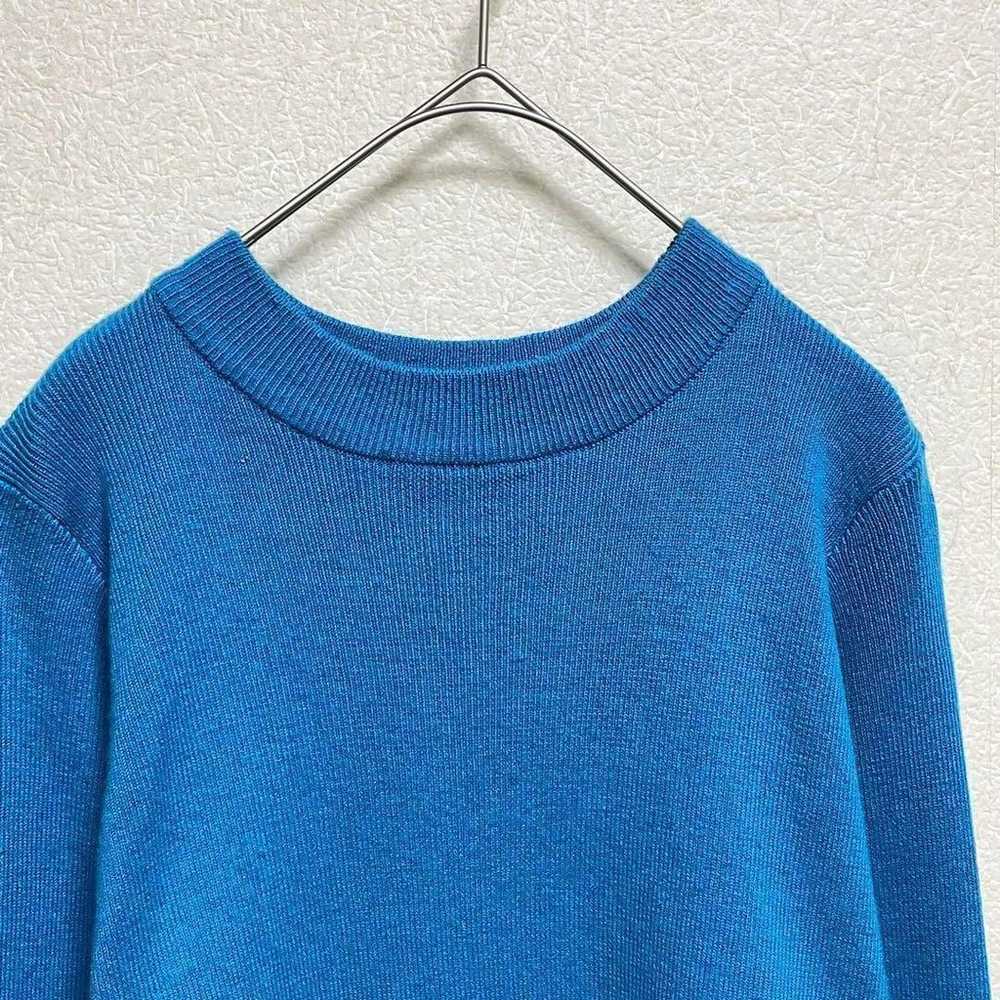 Vibrant blue knit U-neck sweater in rib material,… - image 3