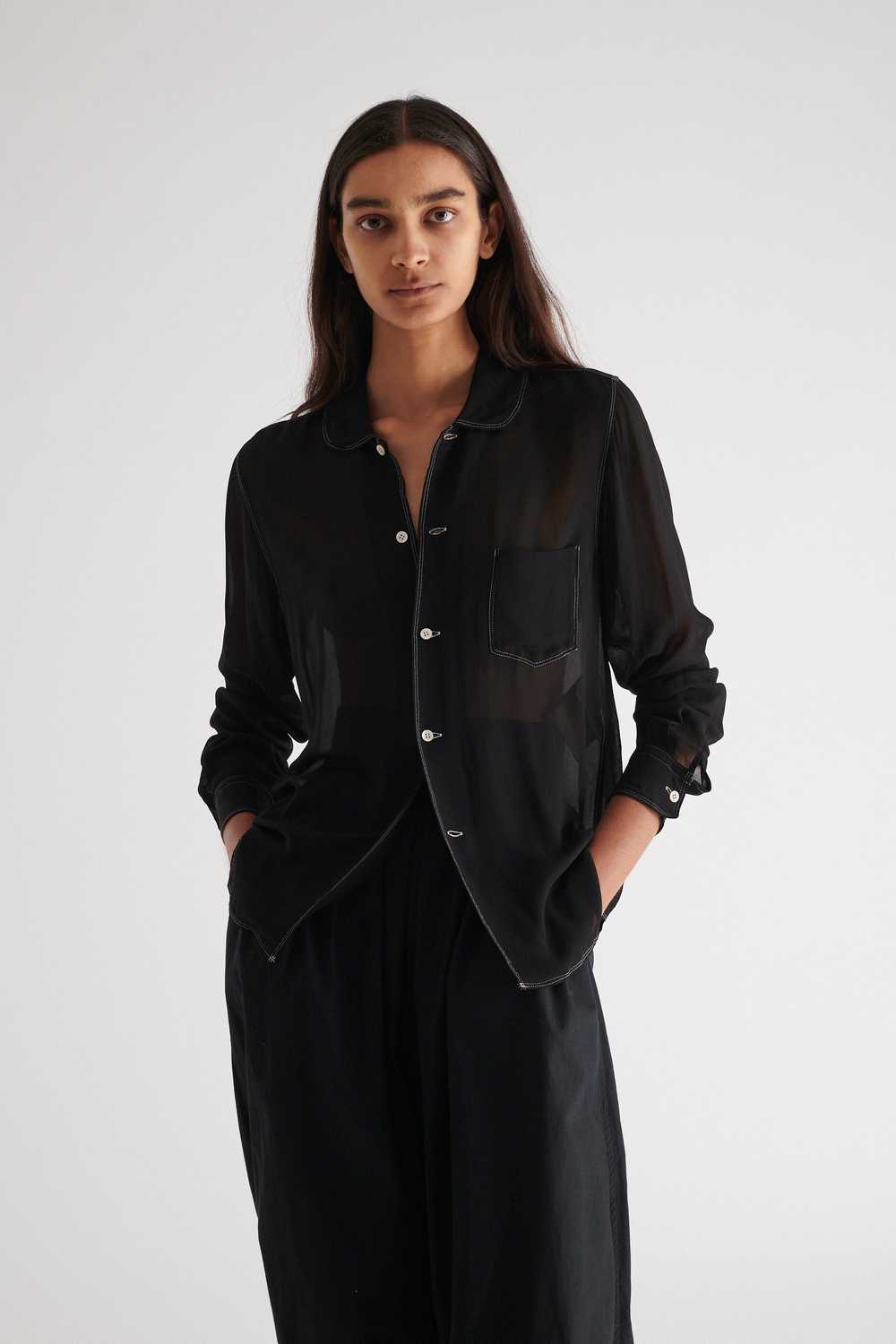 CdG Robes De Chambre Sheer Button Down - image 4