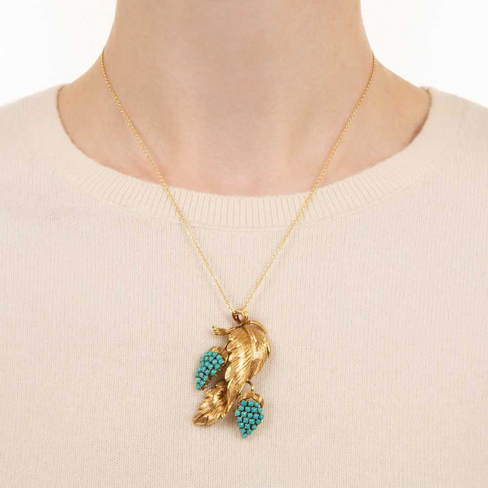 Mid-Century Turquoise Grape Cluster Pendant/Brooch - image 4