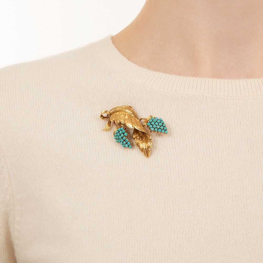 Mid-Century Turquoise Grape Cluster Pendant/Brooch - image 5